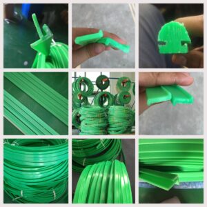 Different UHMW conveyor wear strip profiles and rolls for plastic chain conveyor guide rails